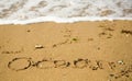 Word Ocean written on the sand Royalty Free Stock Photo