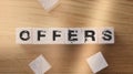 Word offers on wooden cubes. Business competitive commercial proposal for tender concept
