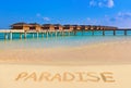 Word Paradise on beach Royalty Free Stock Photo