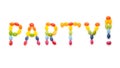 Word PARTY ! made of jelly beans sweets Royalty Free Stock Photo