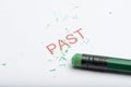 Word `Past` with Worn Pencil Eraser and Shavings Royalty Free Stock Photo