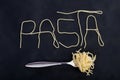Word pasta made of sapghetti Royalty Free Stock Photo