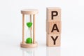 Word PAY made with wood building blocks, stock image Royalty Free Stock Photo