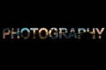 Word with photos inside - Photography on black background Royalty Free Stock Photo