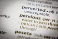 Word or phrase Pervious in a dictionary. Royalty Free Stock Photo