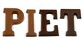 The word Piet in chocolate letter Royalty Free Stock Photo
