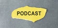 word PODCAST on a yellow piece
