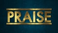 The word PRAISE concept written in gold texture