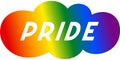 word pride in multicolored gradient cloud. Emblem for pride month Royalty Free Stock Photo