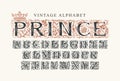 The word PRINCE, set of vintage alphabet letters