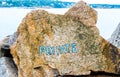 The word `Private` painted on a rock