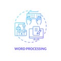 Word processing blue gradient concept icon Royalty Free Stock Photo