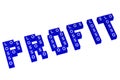 Word Profit written with blocks with letters L, O,S. 3D rendering.