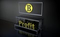 The word profits and sign bitcoins Royalty Free Stock Photo