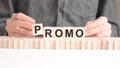 The word of promo on building blocks concept