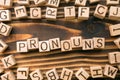 Word pronouns composed of wooden cubes with letters Royalty Free Stock Photo