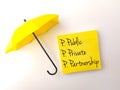 Word Public Private Partnership with yellow umbrella