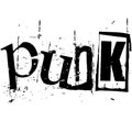 The word punk written in grunge cutout style