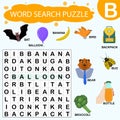 Vector educational game for kids. A puzzle for finding words