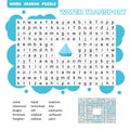 Word puzzle template with water transportation illustration