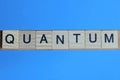 word quantum made from wooden gray letters Royalty Free Stock Photo