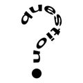 Word question in a question mark, lettering, sign of ignorance Royalty Free Stock Photo