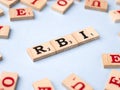 Word RBI written on wooden cubes stock image. Royalty Free Stock Photo