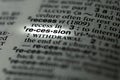 Word recession highlighted in dictionary