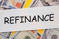 Word Refinance and Dollar Bills