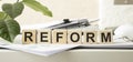 The word of REFORM on wooden cubes Royalty Free Stock Photo