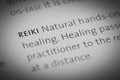 The word Reiki close up on paper