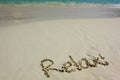 Word Relax on beach Royalty Free Stock Photo