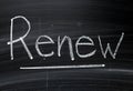 The word Renew on a Blackboard