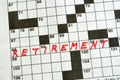 The Word Retirement on Crossword Puzzle Royalty Free Stock Photo