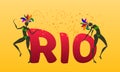 Word RIO. Rio de Janeiro traditional carnival. Vector illustration