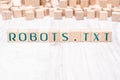 The Word Robots.txt Formed By Wooden Blocks On A White Table