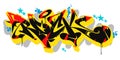 Word Rock Graffiti Style Font Lettering Artistic Vector Illustration Art