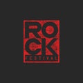 Word rock poster, musical grunge mockup t-shirt print, emblem ticket template