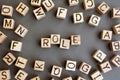 The word role wooden cubes with burnt letters Royalty Free Stock Photo