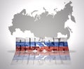 Word Russia on a map background