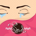 A word sad with woman crying illustration.. Vector illustration decorative background design Royalty Free Stock Photo
