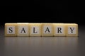 The word SALARY written on wooden cubes isolated on a black background Royalty Free Stock Photo