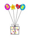 Word Sale on balloons and gift box