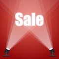 Word sale. floodlighting. spotlight red background Royalty Free Stock Photo