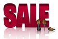 Word SALE and Golden Sandals with High Heels Royalty Free Stock Photo