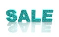 The word sale is made with blue forms with abstr