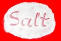 Word salt written into a pile of white salt