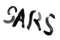 Word sars written in English paint on a white background close-up