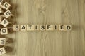 Word satisfied from wooden blocks