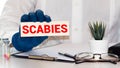 Word Scabies made with wood building blocks